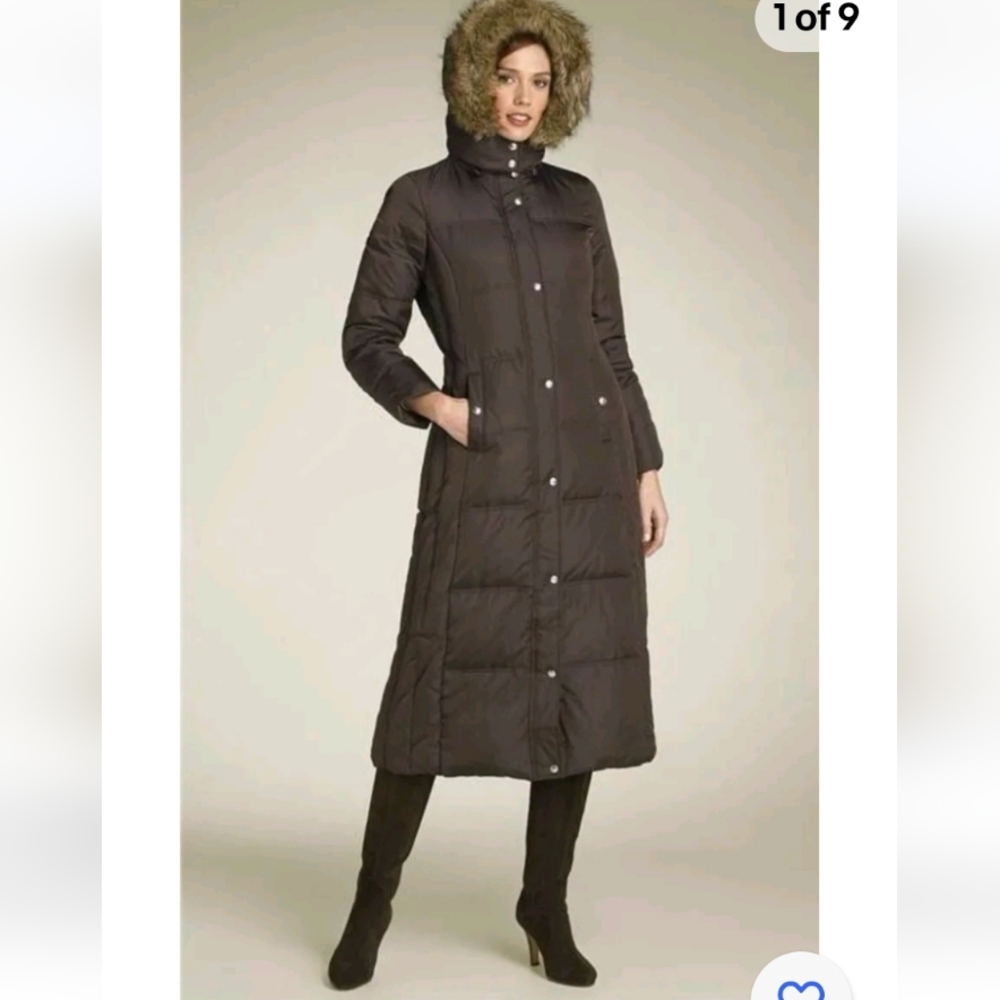 Michael Kors Brown Quilted Puffer Coat Jacket size PL